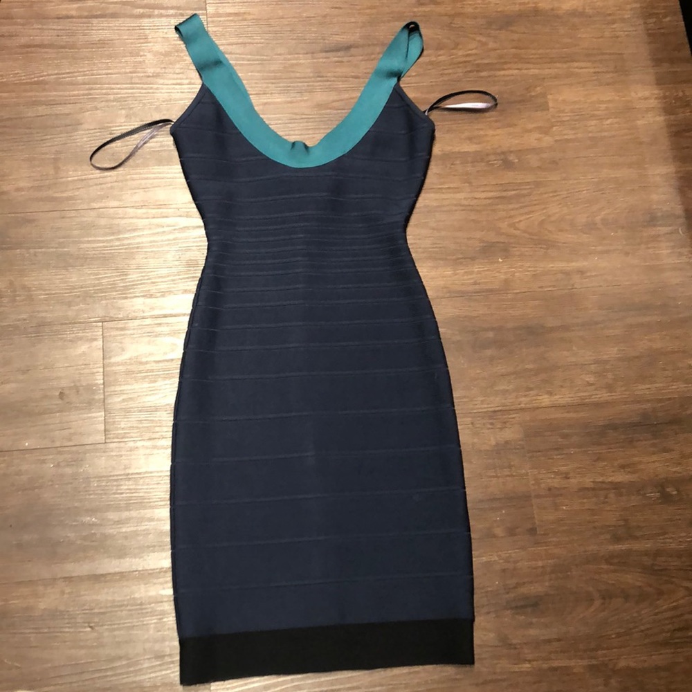 HERVE LEGER Dark Blue Bandage Dress Size Small